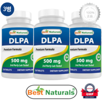 [3병] 베스트내추럴 DLPA 페닐알라닌 500mg 120정 보충제 효능 카테콜아민