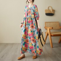 쇼피라라 인견원피스 50대원피스 빅사이즈 루즈핏 가을 긴팔