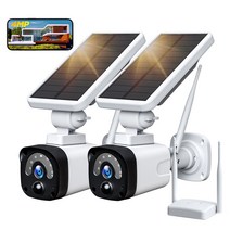 가정용CCTV 실외용 초고화질 CCTV 캠프용 태양광 발전 카메라 야외 방수 100% 가정용 무선 배터리 감시 보안 카메라 시스템 4MP, 4.EU 플러그 - 2 Cameras add 128G