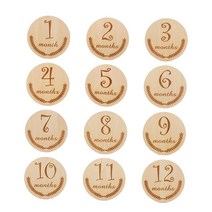 DAMMAIDDAO 12x 재미 엔 월간 아기 카드 신생아 사진 마커 기념 생일 발표 카드 장난감, 참나무, 스타일C