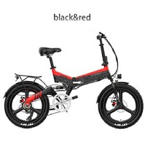 LANKELEISI G650 전기 자전거 접이식 팻바이크 MTB 전기 자전거, Black red, 01 10.4Ah Battery