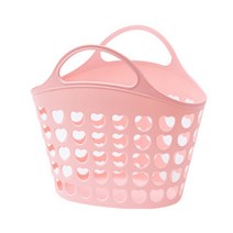 장바구니 시장 가방 에코백 목욕 달란트 놀이 쇼핑 조개잡이 장보기 체험학습 헬스장 찜질방 친환경 시장놀이 비치백 휴대용 하트구멍 마트 슈퍼마켓 플라스틱, 핑크