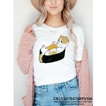 일 고양이 귀여운 프린트 소녀 티셔츠 여성 카와이 Y2K 90S Sweetshirts 여성 동워터 탑스 티 하라주쿠 의, 23 T1021-14_04 XL