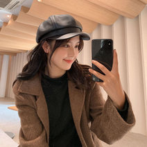 가죽뉴스보이캡 여성심플헌팅캡 여자가죽베레모