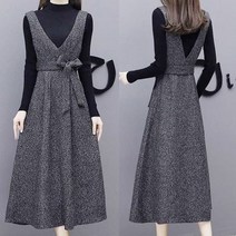 쉬블림로브 리본 브이 원피스+티셔츠 세트_케티 GW1504