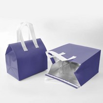 부직포 알루미늄 호일 보온백 바베큐 케이터링 겉포장봉투 디저트 케이크 밀크티 핸드백 도톰, 네이비(500개), 21*11*26(더블컵)