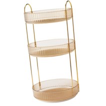 360° 회전 향수 주최자 회전 스파이스 랙 3단 디스플레이 케이스 수조 찬장 식료품 저장실용 턴테이블, 노란색, 23x47cm, PETG 금속, 1개