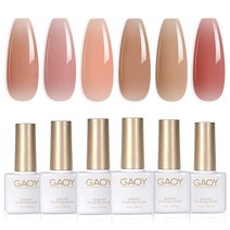 GAOY Sheer Nude 네일 폴리쉬 세트 6가지 뉴트럴 스킨 톤 U V 젤 색상 아트 홈 DIY 매니큐어 키트, Sheer Neutral, Sheer Neutral