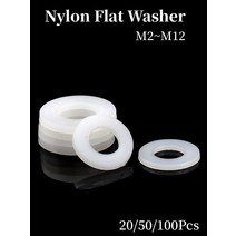 와샤 2050100pcs m2 m2.5 m3 m4 m6 m8 m10 m12 흰색 플라스틱 나일론 플랫 와셔 평면 스페이서 절연 켓 링 두께 11.52mm, m3x6x1, 20개