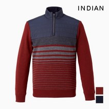 인디안 INDIAN 컬러배색 울혼방 집업하프터틀 니트 긴팔티셔츠_MIGBHUF9351
