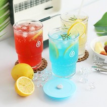 뚜껑있는 홈 오피스 투명 아이스텀블러 물컵 다용도 아이스컵 잔, 화이트