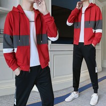 Crzen 남자 후드 세트 봄가을 패션 트레이닝복 세트 23X810