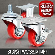 3인치 수레 캐스터 경량용 PVC 바퀴 운반작업 미니카트 이동식선반 구르마 철대차 물류캐리어, 경량용3인치PVC볼트회전