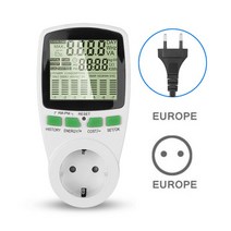 Ac Eu 디지털 Lcd 전력계 소켓 와트 Kwh 에너지 미터 미국 측정 콘센트 분석기 공구 제품 탐지 애널라, 02 EU Plug