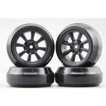 RC카 바퀴 휠 4pcs rc 110 하드 드리프트 타이어 타이어 휠 림 w8s3nk 3mm 오프셋(소재 블랙) 1:10 드리프트 카에 적합, 20017 림