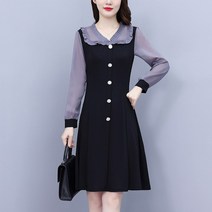 40대 50대 중년 원피스 빅사이즈 정장 블라우스 투피스 프렌치 버튼 무릎기장 쉬폰 셔링 주름 스커트