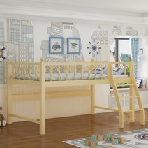 초등학생침대 낮은 이케아 아기벙커침대 원목 소나무 어린이용 반높이 책상 옷장, C + 있음