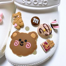 딸기우유맛 토끼 초코우유맛 곰 버튼 실내화파츠 실내화 꾸미기 신발파츠 신발장식 악세사리 캐릭터 세트 6P