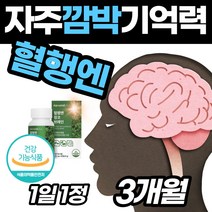 [60대] 기억력영양제 은행잎 징코 혈액생성 혈행개선 활력 청소년 구리 BLOOD SIRCULATION GINKGO BRAIN 기억역 머리 뇌 비타민 B군 면역 혈관 관리 알약통, 1개(3개월), 60정