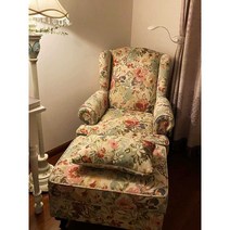 안락의자 싱글 소파 럭셔리 레트로 거실용 홈스타일링, (블루코랄) 타이거 체어 + 스탠다드 발판