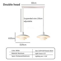 라탄 가구 테이블 의자 덴마크 디자인 펜던트 플라잉 다채로운 LED 걸이식 PH3 침실 다, 40.White 29cm 2Heads - 3 Light
