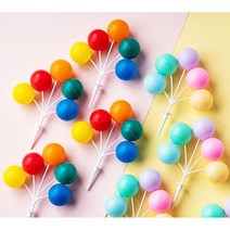 오색풍선토퍼 케이크 풍선장식 벌룬토퍼 생일케이크 데코픽, 파스텔(무광)