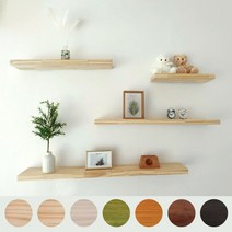 무지주 벽선반 원목 주방 거실 벽걸이 선반, 라이트오크