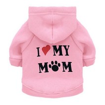 강아지옷 겨울옷 실내복 반려견 강아지티셔츠 기모 자켓 패딩 강아지의류, S, Pink Mom