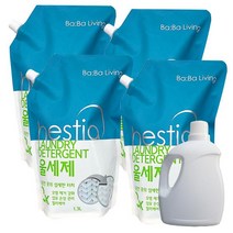 순하고 자극없는 중성세제 헤스티아 바바리빙 울세제 1.3L 리필형 x 4개 (2L 빈용기 증정)