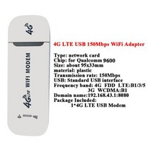 무선 라우터 공유기 4G LTE 무선 라우터 150Mbps 모뎀 스틱 와이파이 어댑터 USB 동글 모바일 광대역 Sim, 01 WHITE_02 2Pcs