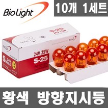[10개 1세트 실속형]싱글더블전구.12V.24V.브레이크등.후미등.후진등.깜빡이.시그널램프.미등, 1개, 08.싱글 24V21W YELLOW(황색)-10개입
