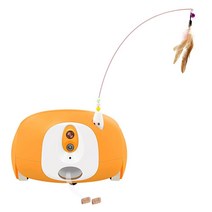 Pumpkii 애완동물 카메라 로봇 고양이 강아지 간식 디스펜서 앱 리모컨이 있는 홈 양방향 오디오 야간 시야가 1080P HD 모바일 인터랙티브 교체 가능한 티저, Yellow
