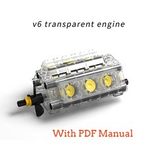 전기모터 소형 DC 전동 강력모터 MOC 크리에이티브 하이테크 부품 키트 V2 V4 V6 V8 엔진 실린더 빌딩 블록, 06 V-6