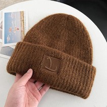 ZDD 여성 비니 털비니 자수 무지 방한모자 골지 니트모자 촉감왕 겨울 코디, 코코아