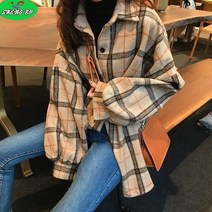 SHENGBO여성 긴팔 롱 체크셔츠 체크남방 가다건 블라우스 루즈핏 데일리 아우터 잠바 간절기 빅사이즈+HY107WH