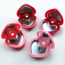 서후네 러블리 미니 하트 립밤케이스 다용도 DIY 화장품 소분 거울 팬던트, 레드, 1개