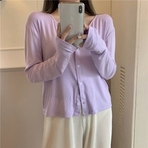 싱글코트옷 키치한 얇은 부드러운 핑크 니트상의 여성 현아한 무드 외 텐셀 가디건 가을 1752710440
