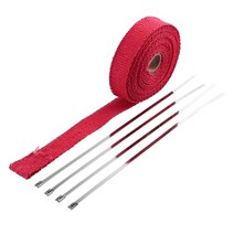 보온재테이프D7WD 1 ''x 16FT 배기 히트 랩 롤 유리 섬유 오토바이 매니 폴드 헤더 파이프 테이프, 01 Red