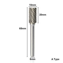 드러멜 드레멜 다용도조각기 Xcan 1 pc 6mm 샹크 카바이드 더블 컷 로터리 버 10 직경 파일 전동 공구 액세서리 로타리, 1pc A Type