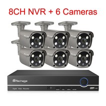 멀티포트충전기 100w c타입 techage 보안 카메라 시스템 8ch 5mp hd, 없음, 8ch 6탄 카메라