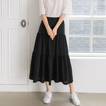 프롬코 자체제작 여성 스판 밴딩 캉캉 롱 스커트