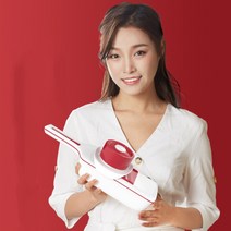 [아라아리아] 고품격 만능 슬라이서 채칼 6종칼날 긴탄력손잡이 식품용재질 배수구 칼날수납, 레드화이트, 1개