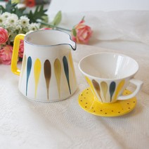 북유럽스타일 드리퍼세트 (고노 드리퍼 + 서버) [핸드페인팅 도자기], 주전자만, 세로무늬 옐로우