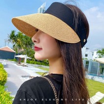 은창]린넨 하이라인 선캡 모자 썬캡 여성 여름 자외선 차단