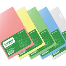 오피스존 컬러 L홀더 10매입 칼라 클리어홀더 투명 반투명 파일 화일 L자형, 색상_분홍