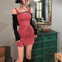 랩 원피스 2022 년 보여 화이트 매 분격 허리보정 끈나시 슬립 솔리드 무지 스타일리쉬 가디건투피스 4758337105