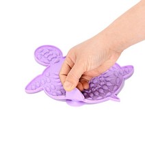 자동급식기 애완 동물을위한 실리콘 거북이 개 빨판 플레이트 슬로우 푸드 용이 입욕 불안한 산만 핥기 매트 음식 훈련 피더 개 용품, 거북이보라색, S