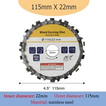 콘크리트커팅기 절단기 100mm/115mm/125mm 그라인딩 머신 목공 디스크 그루 빙 기계 체인 앵글 용 목재 조, 01 A 115mm X 22mm