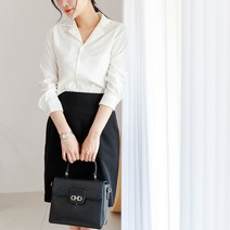 미쏘아 여성 반오픈 실키블라우스 정장블라우스 결혼식하객룩