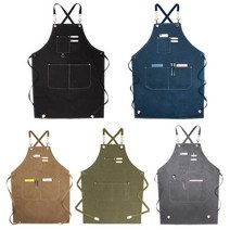 우아한클릭 캔버스 바리스타 데님 까페 공방 방수 앞치마, 챠콜, 1개